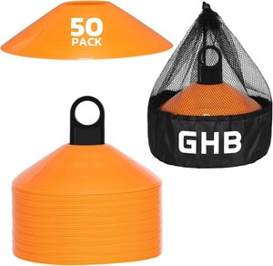 GHB Soccer Cones 2550100 Pack Disc Soccer Sport Cones Training Field Marker Agility Cones for Traffic, Basketball, Coaching, Practice Equipment Includes Cone Drills Guide