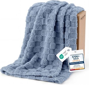 $26 Bedsure GentleSoft Ashley Blue Twin XL Blanket for Bed - Super Soft Cozy Fleece Blankets for Kids, Cute Throws for Guys,College Dorm Room Essentials Teens Back to School, 66x90 Inches