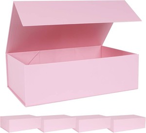 $33 LFBOX Pink Gift Box with Magnetic Lids 13.8x8.3x4.4 in, Large Bridesmaid Groomsman Proposal Boxes 5 Pack, Collapsible Rectangle Storage Box  Large Bridesmaid Groomsman Proposal Boxes,13.8x8.3x4.4 in, Collapsible Rectangle Storage Box
