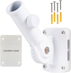NQ Flag Pole Holder Adjustable, Flag Pole Bracket for Outside House Heavy Duty Aluminum, Multi-Position Flag Pole Mounting Bracket Rust Free with Hardwares, 1 Inner Diameter (White- 1 Pack)