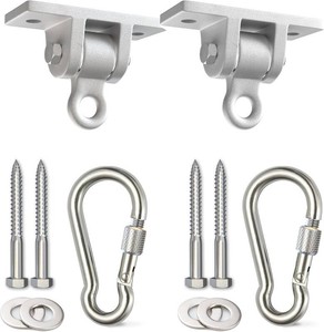 $22 Jungle Gym Kingdom Swing Set Hangers - 2 Heavy Duty Brackets with Locking Snap Hooks for Porch, Patio, Playground - IndoorOutdoor Hardware & Accessories