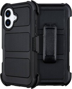 $22 for Defender iPhone 16 Case with Clip,for Holster iPhone 16 Case with Kickstand,for Heavy Duty iPhone16 Phone Case Rugged 2 Layers of Sturdy,Anti-Drop for Phone Case iPhone16Case Protective(Black)