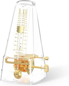 $40 TERENCE Mechanical Metronome for Piano Guitar Violin Bass Drum and Other Musical Instruments Loud Sound,High Precision Track Beat and Tempo,Portable Metronome Gift Teaching for Beginners(Transparent)