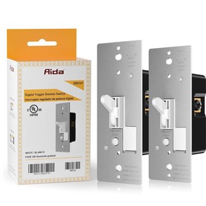 $30 AIDA Toggle Slide Dimmer Switch for Dimmable LED LightCFLIncandescent 600 Watt max, Single-Pole or 3-Way, Rocker OnOff Wall Switch with Dimmer Slider, Wall Plate NOT Included, UL, White, 2 Pack