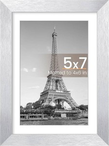upsimples 5x7 Picture Frame, Display Pictures 4x6 with Mat or 5 x 7 Without, Wall Hanging Photo Frames, Silver, 1 Pack