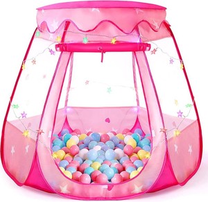 $29 Pop Up Princess Tent with Colorful Star Lights, Toys for Girl Birthday Gift, Ball Pit for Toddlers with Carrying Bag, Baby Girl Toys, Indoor&Outdoor, Easy to Pop Up and Assemble