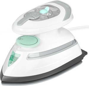 $24 BEAUTURAL Mini Travel Steam Iron for Clothes with Dual Voltage, Temperature Control, Non-Stick Soleplate and Cord Storage, Ideal for Sewing, Quilting and Handcraft