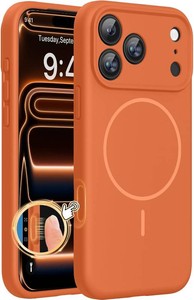 $23 Miracase Magnetic for iPhone 17 Pro Case, Compatible with MagSafe, Integrated Silicone Camera Control Cover, 3.0mm Thicken Shockproof Drop Protection Phone Case for 17 Pro,Orange