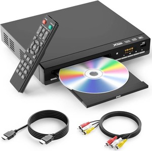 $34 DVD Players for TV with HDMI,Plays All Regions and Formats,CD Player for Home,Support 1080P VideoCDDVDVCDJPEGUSB, Remote, HDMI and RCA Cables Included