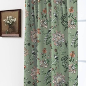 $43 Sage Green Vintage Floral Curtains, Spring Cottage Core Pink Flower Botanical Printed Whimsical Cottagecore Farmhouse Patterned Blackout Drape for Bedroom Living Dining Room 84 Inch Length 2 Panel Set