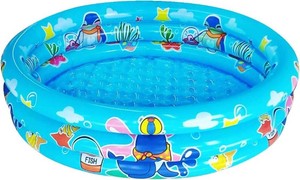 3 Rings Kiddie Pool for Toddler, 48X12 Kids Swimming Pool, Inflatable Baby Ball Pit Pool, Small Infant Pool (Blue)