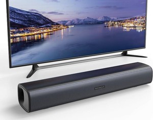 $34 RIOWOIS 17 Sound Bar, Home Theater Surround Sound System for TV  Bass Reflex Port, Compatible with Fire TV Remote, Support OpticalAUXBluetooth 5.3 Input, Compact Design, Wall-mountable