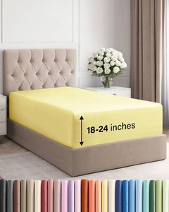 Extra Deep Twin XL Fitted Sheet - College Dorm Bed Single Fitted Sheet Only wExtra Deep Pockets - Ultra-Soft & Breathable - Easily Fits 18-24 inch Mattress - Wrinkle Free & Fade Resistant - Yellow