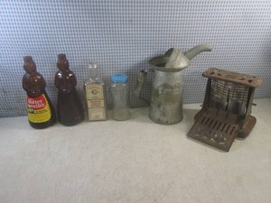 (A-3) Vintage Glass Bottles, Oil Ca...