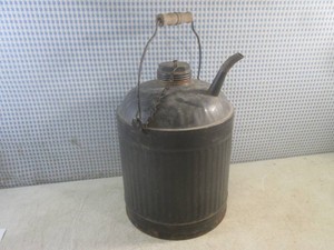 (A-2) Antique Ribbed Metal Kerosene...