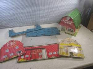 (G-1) 2 Vintage Tin Litho Barns - M...