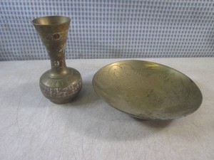 (FS) Brass Bowl and Vase 6 Tall...