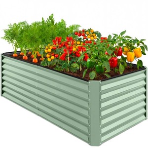 BCP - 6 ft. x 3 ft. x 2 ft. Gray Outdoor Steel Raised Garden Bed Planter Box for Vegetables, Flowers, Herbs
