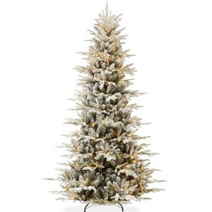BCP - Pre-Lit Flocked Artificial Aspen Noble Fir Christmas Tree w Metal Stand