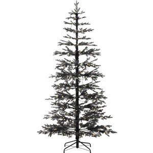 BCP - 6 ft. Black Pre-Lit Flocked Sparse Artificial Christmas Tree with 200 LED Lights, Cordless Connection, and Metal Stand