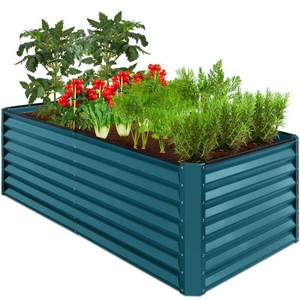 Outdoor Metal Raised Garden Bed for Vegetables, Flowers, Herbs - 6x3x2ft - Peacock Blue