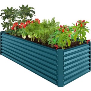 Outdoor Metal Raised Garden Bed for Vegetables, Flowers, Herbs - 8x4x2ft-  Peacock Blue