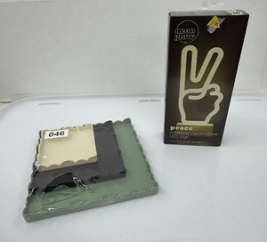 Lot of 2 items - Brand New set of Nested Trays and Neon Glow Peace Desktop LED sign