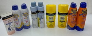 Lot of 9 Brand New NeutrogenaBanana Boat suntan lotion and Sunscreen spray