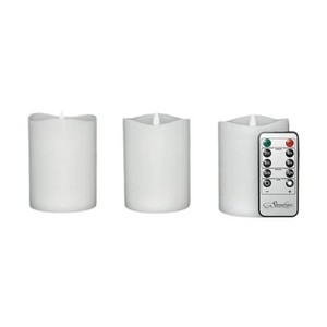 3 Count White Real Wax 3x4 Flameless LED Pillar Candles with Remote and Timer