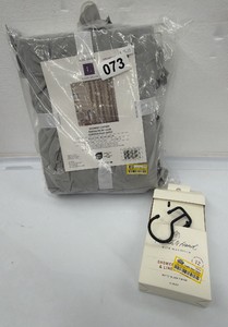 Lot of 2 Brand New - items lush decor, shower curtain 72 x 72 and hearth and hand with magnolia shower liner black matte finish shower hooks