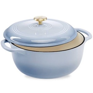 Best Choice Products 6 Quart Enamel Cast-Iron Dutch Oven, Heavy-Duty Cookware w Dual Handles, Lid - Cornflower Blue