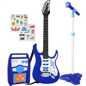Best Choice Products - Pretend Play Kids Electric Guitar, Toy Guitar with Interactive Microphone, Amp - Blue