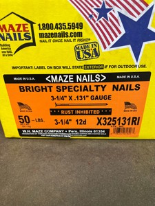 1 Brand new box of Maze Nails 3 14 x .131 Gauge nails - 50lb box