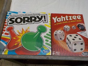 Sorry and Yahtzee...