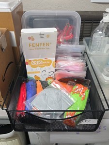 masks, tooth brushes, tooth paste
