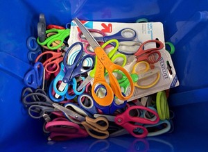 huge lot of scissors with tote