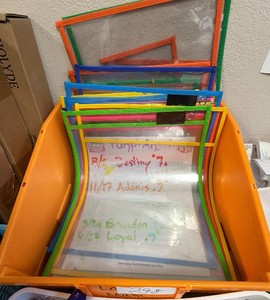 lot of clear sheet protectors with tote