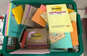 assorted post notes entire basket