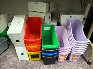 magazine file holders, cardboard in plastic