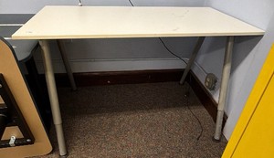 rectangle table white top, no wheels