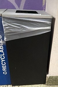metal trash can