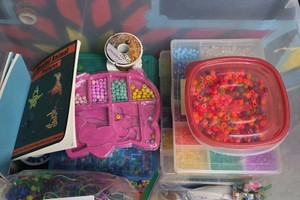 collection of beads and beading material