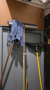 push brooms and mop