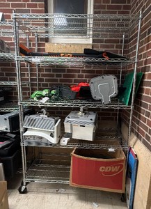 bakers rack with wheels contents on shelf not included