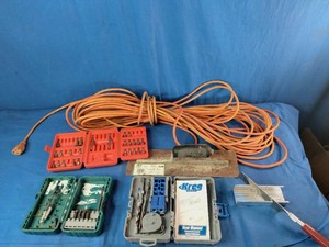 A collection of woodworking and construction tools