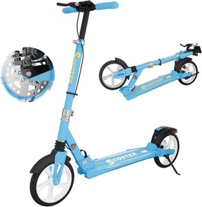 MEE GOO Scooter with Disc Brake & Dual Shock Absorbers,200mm PU Wheels ABEC-7 Bearings,Foldable Scooter for Teen&Adult,Non-Slip Deck,Kick Scooter