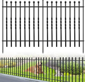 GILPWA 10 Panel No Dig Decorative Garden Fence, 32in(H) 24Ft(L)  Heavy-Duty Rustproof Square-Tube Twisted Metal Fence Dog Fence Outdoor for Yard, Patios & Landscape Borders Animal Barrier
