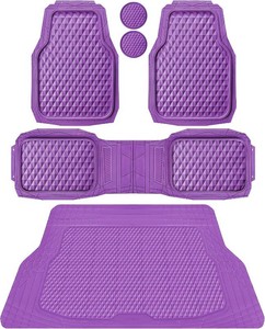 CAR PASS Heavy Duty Rubber Purple Car Floor Mats & Cargo Liners, Deep Dish All-Weather Trunk Mats Durable Anti-Slip 3D Rhombus Waterproof Trim to Fit Liner Universal Fit Auto,Sedan,SUV,Truck, Purple