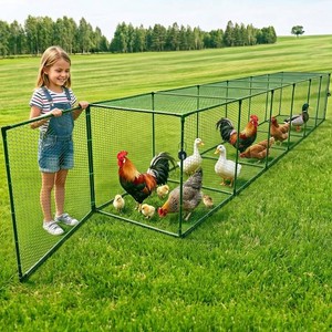 Heavy Duty Chicken Tunnel - 6-Section Portable Chicken Run with PVC Coated Wire Mesh & Steel Frame, Outdoor DIY Chicken Tunnel for Yard, Predator-Proof (1, 141  24  24 inches)