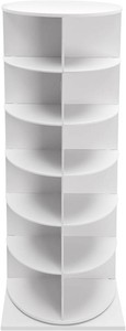 Rotating Shoe Rack Tower, 6-Tier Free Standing Shoe Rack 360  Vertical Spinning Shoe Display Organizer, Spinning Display Lazy Susan for Entryway Hallway Home Office (White, Wood)